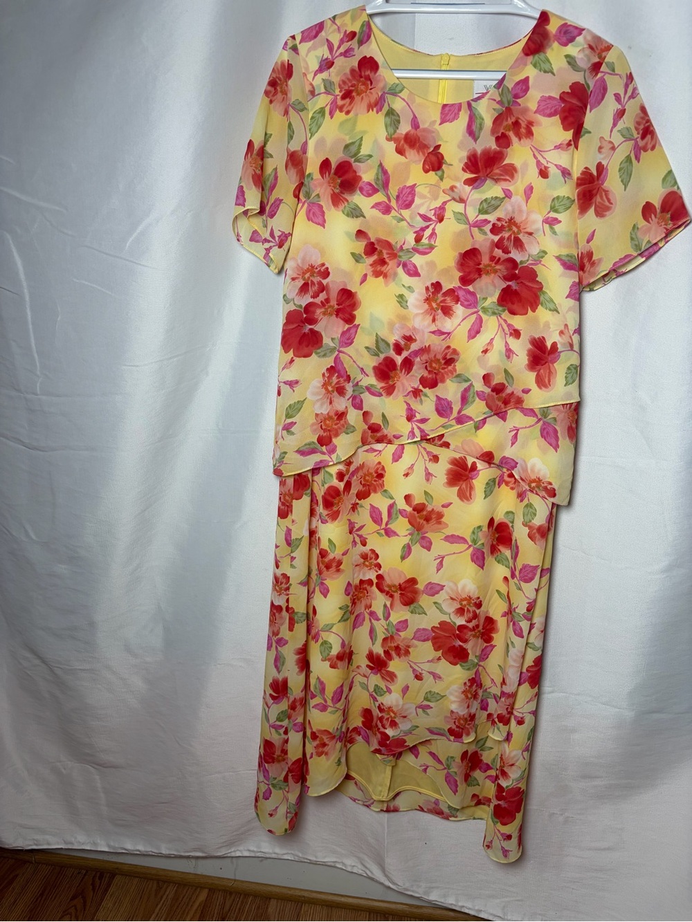 Yellow Floral Two-Piece Dress Set